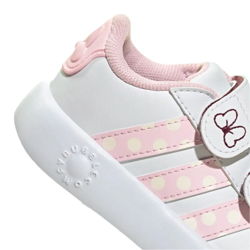 Adidas Girls Trainer Grand Court Minnie CF I White/Pink/White - Image 3