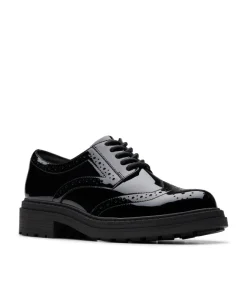 Clarks School Shoe Orinoco 3 Derby Black Patent