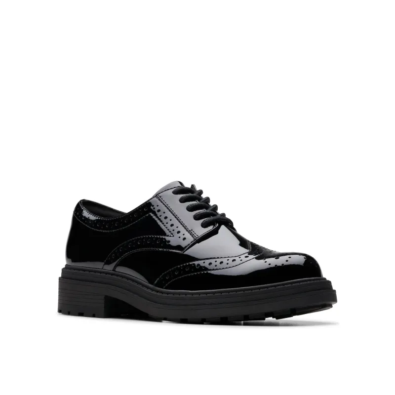 Clarks School Shoe Orinoco 3 Derby Black Patent