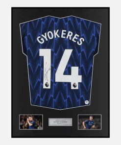 Framed Viktor Gyokeres Signed Arsenal Shirt 2025-26 Away [Classic]