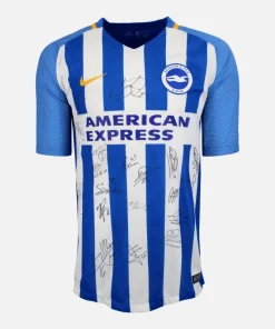 Squad Signed Brighton & Hove Albion Shirt 2017-18 Home [22 Autographs]