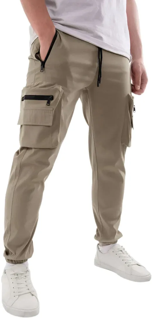 Soulstar Lightweight Mens Cargo Pants - Beige