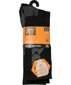 Timberland Pro Big Logo Half Cushion Crew Sock 3 Pack Black