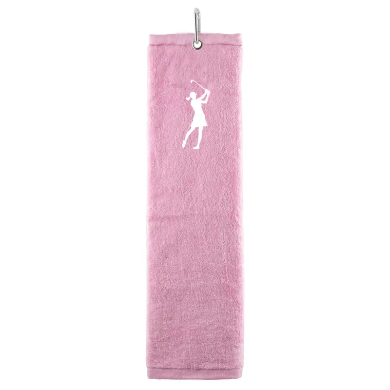 SURPRIZESHOP LADY GOLFER EMBROIDED TERRY TRIFOLD TOWEL