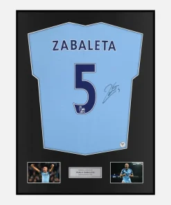 Framed Pablo Zabaleta Signed Manchester City Shirt 2013-14 Home [Classic]