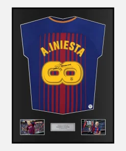 Framed Andrés Iniesta Signed Barcelona Shirt Infinity 8 [Classic]