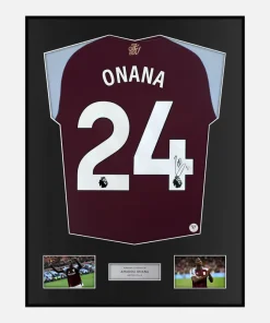 Framed Amadou Onana Signed Aston Villa Shirt 2024-25 Home [Classic]