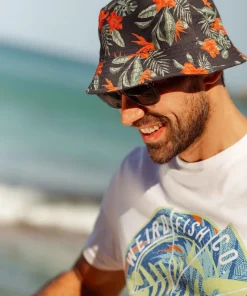 WEIRD FISH HALLIN REVERSIBLE BUCKET HAT NAVY