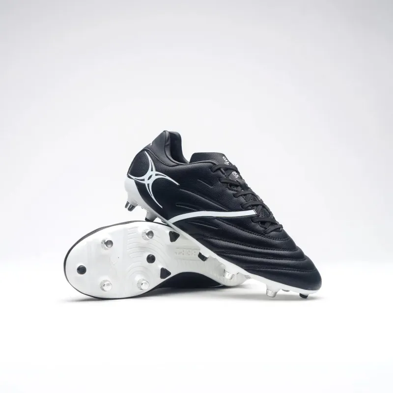 GILBERT JUNIOR SIDESTEP X20 POWER 6 STUD RUGBY BOOT BLACK/WHITE