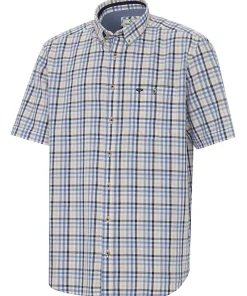 Hoggs of Fife ABERDOUR SS CHECK SHIRT  BLUE/CORN