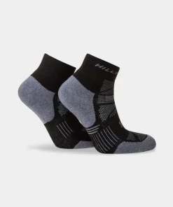 HILLY SUPREME ANKLET SOCK BLACK/GREY 6-8.