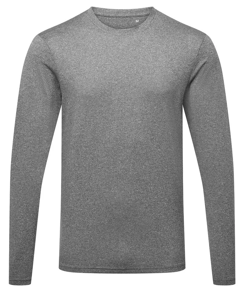 TRIDRI MENS FITNESS LONG SLEEVE TSHIRT GREY/BLACK MELANGE