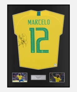Framed Marcelo Signed Brazil Shirt 2018-19 Home [Classic]