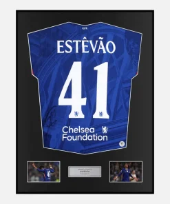 Framed Estevao Signed Chelsea Shirt Home 2025-26 [Classic]