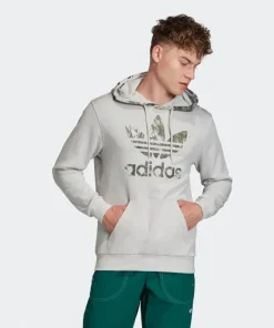 Adidas Originals Men's Camouflage Hoodie Trefoil Fleece Grey GD5955
