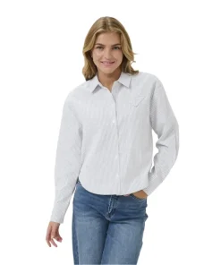 Kaffe Womens Shirt Osita White/Black Oxford Stripe