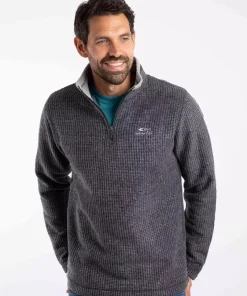 WEIRD FISH MENS NEWARK 1/4 ZIP FLEECE WASHED BLACK