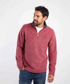 WEIRD FISH MENS NEWARK 1/4 ZIP FLEECE RHUBARB