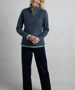 WEIRD FISH WOMENS BEYONCE 1/4 ZIP FLEECE RICH NAVY