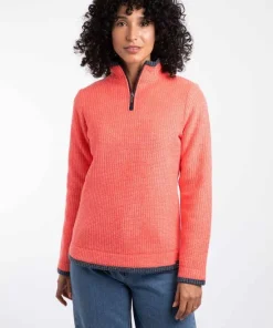 WEIRD FISH WOMENS BEYONCE 1/4 ZIP HOT CORAL