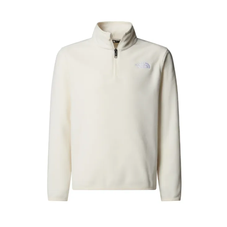 The North Face Teens 1/4 Zip Pullover Glacier White Dune