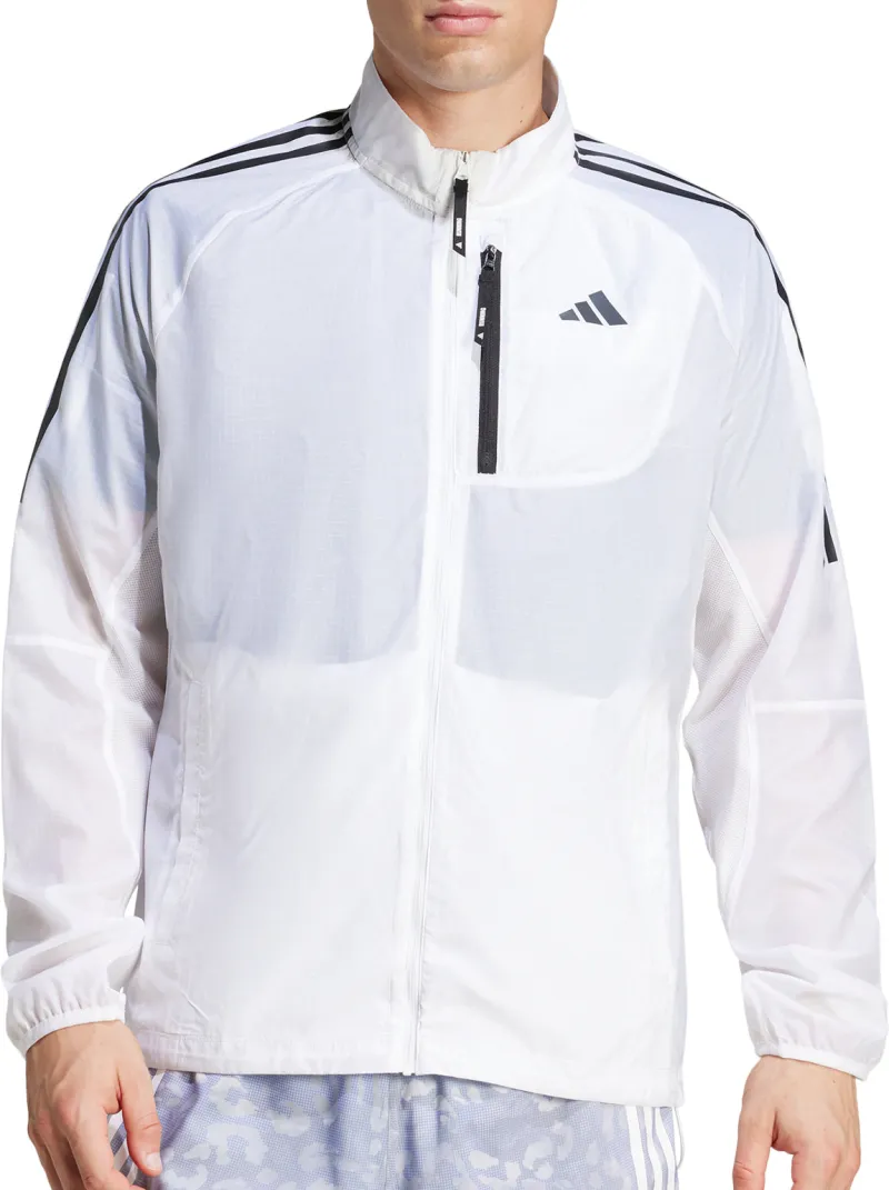 adidas Own The Run 3 Stripes Packable Mens Running Jacket - White