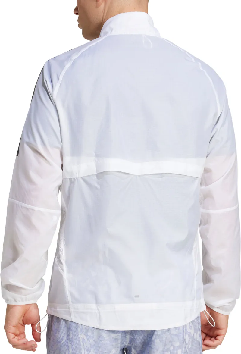 adidas Own The Run 3 Stripes Packable Mens Running Jacket - White - Image 2