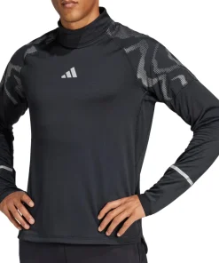 adidas Ultimate Hi Vis Reflective Half Zip Long Sleeve Mens Running Top - Black