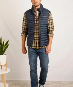 WEIRD FISH MENS LANGTREE RECYCLED SHOWERPROOF PADDED GILET NAVY