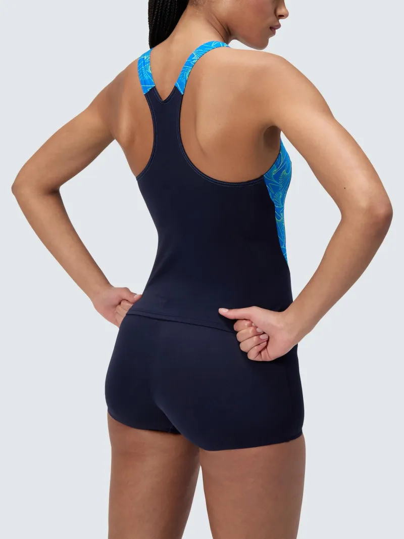 SPEEDO WOMENS HYPERBOOM SPLICE TANKINI SET BLUE - Image 2