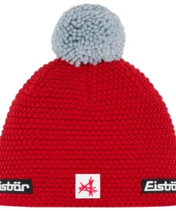 EISBAR HAT JAMIE POMPON KETCHUP RED/FJORD GREY ONE SIZE
