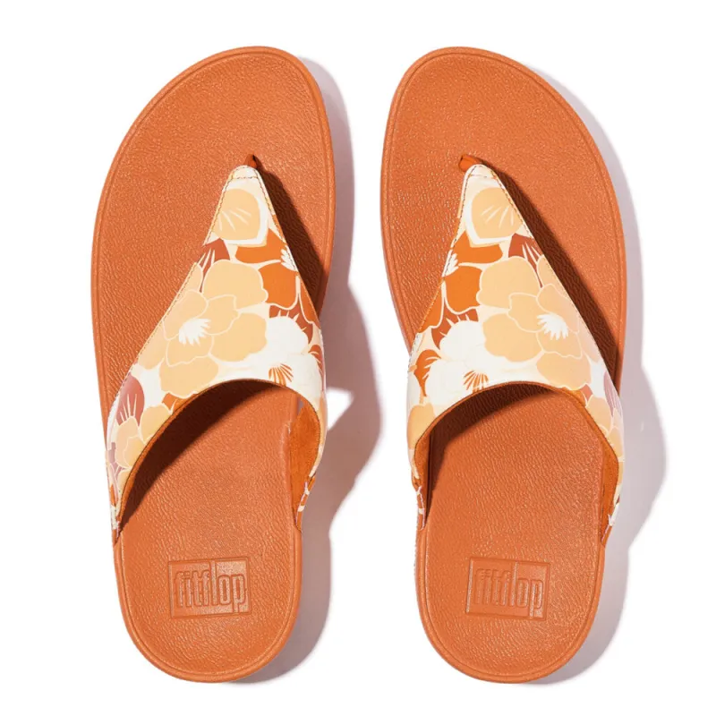 FITFLOP LULU FLOWERZ LEATHER TOE POST PEACHY MIX 3