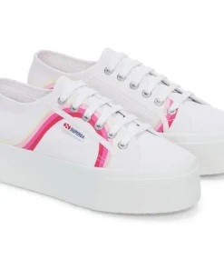 Superga 2790 Round Stripes Trainers White/Shaded Blue