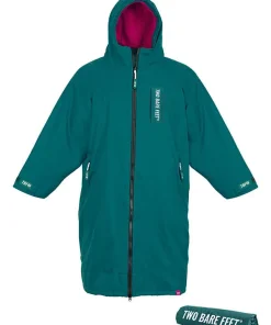 TWO BARE FEET ADULT WEATHER PROOF CHANGING DRY ROBE SEA GREEN/RASPBERRY