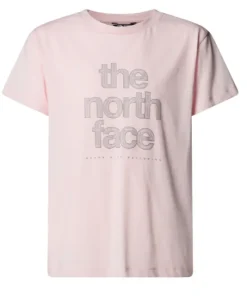 The North Face Girls Top Reflect Logo Short Sleeve Pale Blossom
