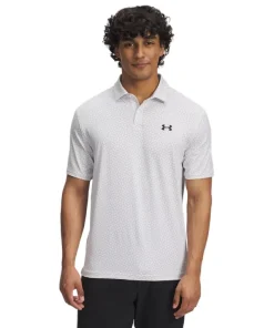 Under Armour Mens Polo Top T2G Printed White/Halo Gray/Black