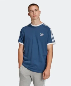 adidas 3-Stripes Men's Blue Cotton T-Shirt FM3772