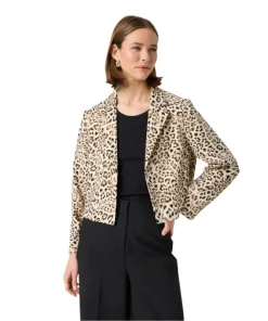 Soaked Womens Blazer Shirley Cropped Printed Leopard Print