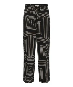 Soaked Womens Pants Topaz Faustina Black w Oatmeal Monogram