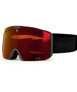 SINNER ARC S SKI GOGGLES MATTE BLACK WITH RED LENS