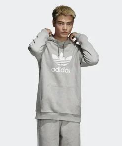 Adidas Trefoil Hoodie Men's Grey Heather Classic Comfort DT7963