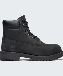 Timberland 6 Inch Premium Boots Juniors - Black Leather (12907) - Waterproof & Insulated