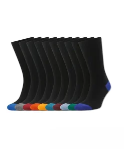 BECMOOR MENS SOCKS 3 Pack BLACK WITH MULTI COLOUR TIPS