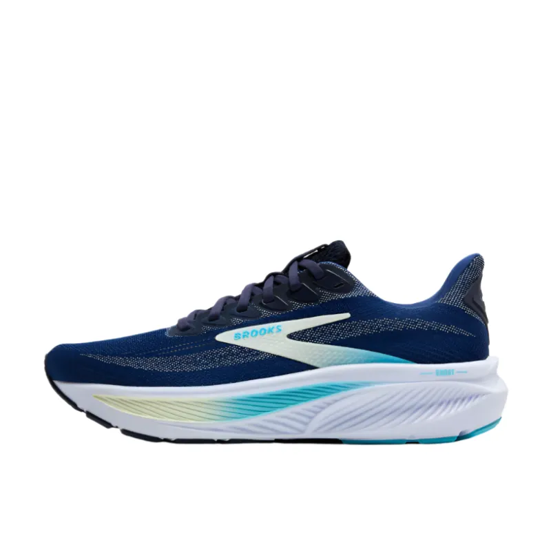 Brooks Womens Trainer Ghost 17 Wide Navy/Green/Turquoise - Image 2