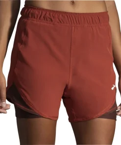 Brooks Chaser 5 Inch 2 In 1 Womens Running Shorts - Red
