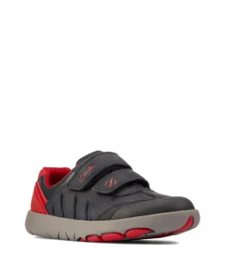 Clarks Boys Trainer Rex Play K Navy/Red Leather