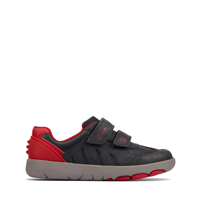 Clarks Boys Trainer Rex Play K Navy/Red Leather - Image 2