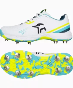 KOOKABURRA JUNIOR KC 3.0 CRICKET SPIKES WHITE/AQUA/YELLOW