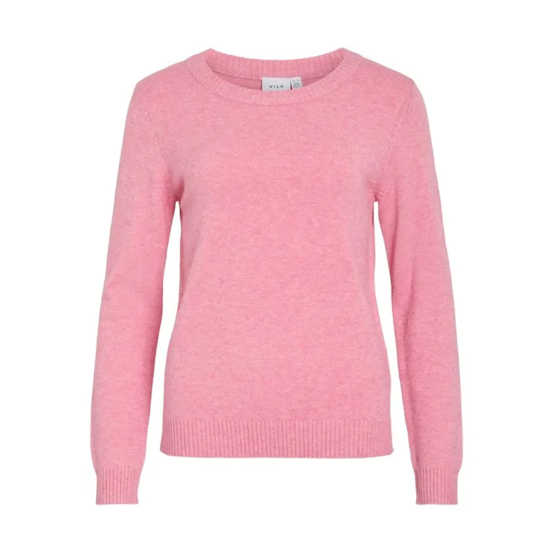 Vila Womens Top Ril O-Neck L/S Knit Sangria Sunset/Melange