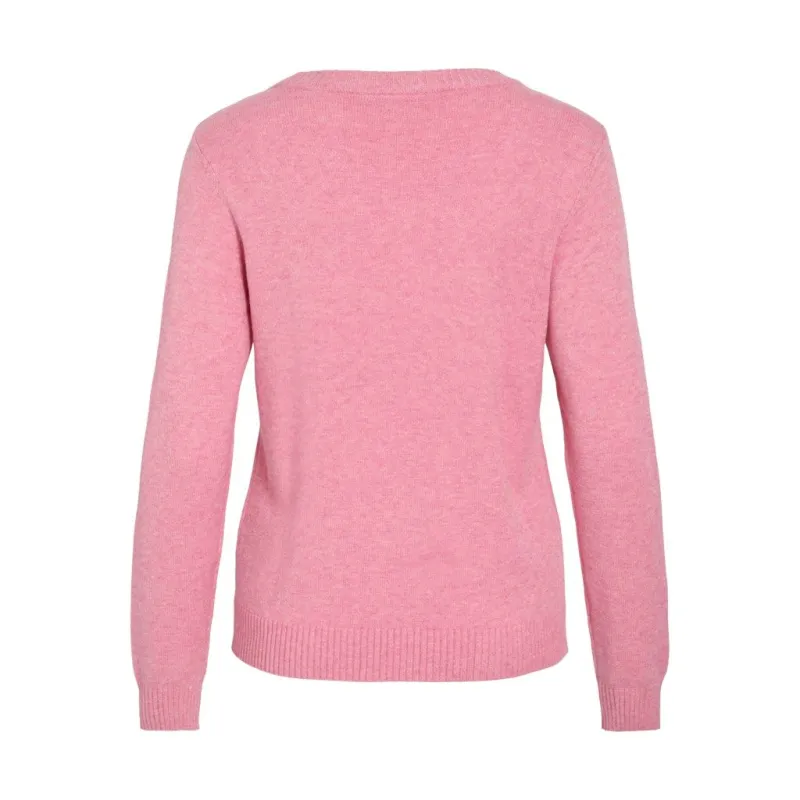 Vila Womens Top Ril O-Neck L/S Knit Sangria Sunset/Melange - Image 2